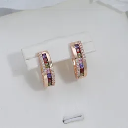 Dangle Earrings Full Square Colorful Zircon Glossy 585 Rose Gold Color English Lock Party Fashion Jewelry Vintage For Women