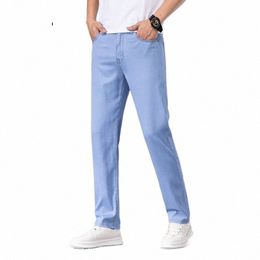 shan BAO Men's Classic Denim Pants 2023 New Thin Loose Fi Casual Straight Stretch Jeans High Quality Cott Vintage Pants L5HC#