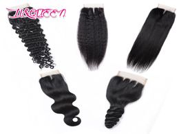 Brazilian Virgin Hair 4 X 4 Lace Closure Body Wave Deep Straight Loose Kinky Straight Baby Hair Lace Closure Whole1707652