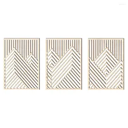 Decorative Figurines 3Pcs Mountain Wall Art Wood Line Decor Abstract Minimalist Rustic Nature Home Bathroom