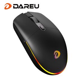 Mice DAREU Dualmode 2.4G Wireless Wired Mouse Optical Sensor 8000 DPI RGB Light 6 Programmable Buttons Rechargeable for PC Laptop