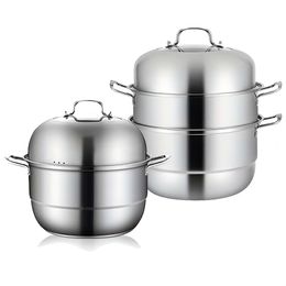 2/ 3 Tier Cooking Stainless Steel Stackable Pan, Food Vegetable Steamer, Steamer Cookware