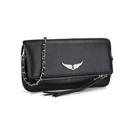 Black wing shoulder bag zv wing chain womens crossbody real leather bag