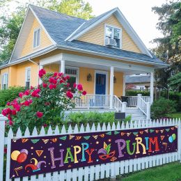 Accessories Happy Purim Banner for Fence Yard Garage Purim Decor Jewish Purim Supplies for Home Decoration Indoor Outdoor Hanging Banners