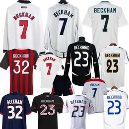 BECKHAM Retro Soccer Jerseys 96 98 02 04 Classic Football Shirts Englands Men Kids 1998 2002 Vintage Football 05 06 07 Madrids Retro Long Sleeve Shirt Kit 90 70