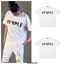 High Quality Los Angeles Street Summer New Product Small and Popular Beauty Style Purple Personalized Design Letter Print Loose Short Sleeve Te