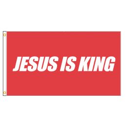 Accessories Jesus Is King Flag Christian Indoor Outdoor Flag Polyester with Brass Grommets Double Stitched Red Flags Party Home Decoration