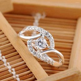 Cluster Ringe Streetwear 925 Sterling Silber Glänzender Zirkon Diamant Für Frauen Hochzeit Party Geschenke Edlen Schmuck Verlobung