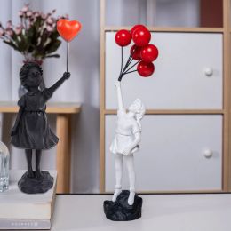Sculptures Nordic Modern Banksy Resin Statue Home Decor Love Balloons Girl Art Sculpture and Figurine Living Room Decorations Crafts