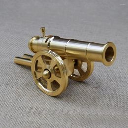 Decorative Figurines 1PCS Vintage Brass Small Cannon Home Ornaments Office Study Yard Gift Town Model Car Desk House Companion Military