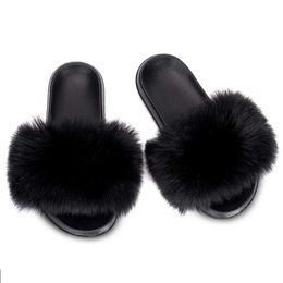 Slippers MPPM faux fur slider fluffy sandals girls beach Ome Plus flip womens sofa H240326WDTH