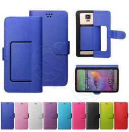 Universal Wallet Litch PU Flip Leather Case with Credit card slots For 35 to 60inch 6 size Cell Mobile Phone case1426301