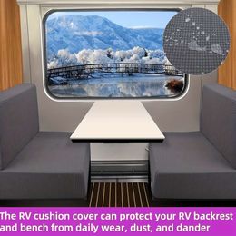 4pcs/set Waterproof Cushions Stretch Seat Slipcovers Washable Sofa Furniture Protector for RV Camper Car ( Backrest Covers & 2 Bench Covers)