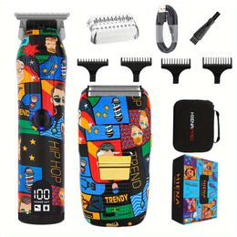 Professional Graffiti Pattern Clippers Kit USB Rechargeable Hair Clipper Trimmer, Box Set, Gifts for Men, Father's Day Gift