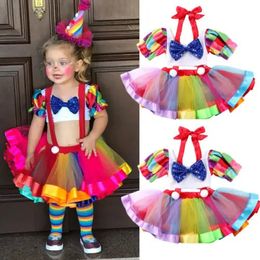 0-6Y Baby Girl Summer Sweet Clothing Set Toddler Kids Circus Party Birthday Dress And Crop Tops Outfits Girl Halloween Clothes 240326