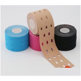 Other Sporting Goods Wholesale 5Cmx5M 4 Color Waterproo Breathable Punch Kinesiology Tape Muscel Elastic Bandage Healing Pain Relief A Otvgh