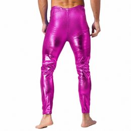 mens Shiny Lg Pants with Metallic Shiny Skinny Pants Leggings Pole Dance Themed Party Stage Performance Nightclub Costume k1U9#