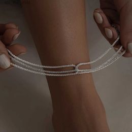 Anklets DIEZI Retro Punk Gift Gold and Silver Chain Necklace Womens Leg Ankle Bracelet 2024 New Beach Wap JewelryC24326