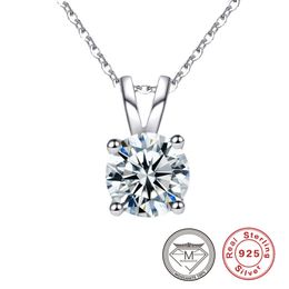 100% Real 925 Sterling Silver Moissanite Necklaces for Women Classic 4 Prong Set Lab Diamond Necklace Jewelry Gift