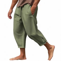 plus Size Summer Harem Pants Men Short Joggers Cott Linen Style Calf-Length Casual Baggy Pants Male Capris Trousers n3YD#