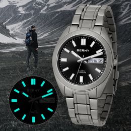 BERNY Watch for Men 38mm Light Weight Wristwatch Super Luminous Sapphire 10AMT Waterproof Sport Field Quartz Watches 240315