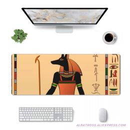 Pads Egyptian Murals Anubis Gaming Mouse Pad Rubber Stitched Edges Mousepad 31.5'' X 11.8''