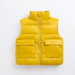 Jackets Toddler Boys Girls Sleeveless Collar Solid Color Down Vest With Pockets Coat For 4t Winter Medium