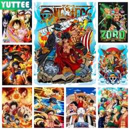 Stitch One Piece Luffy 5D DIY Diamond Painting Mosaic Japan Anime Embroidery Cross Stitch Picture Home Decor Children's Gifts