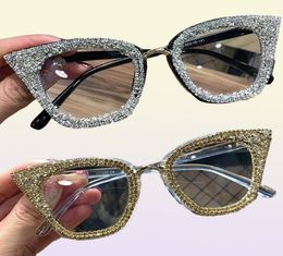 Vintage cat eye Glasses frame retro Female Brand Designer gafas De Sol silver gold Plain eye Glasses Gafas eyeglasses6634665