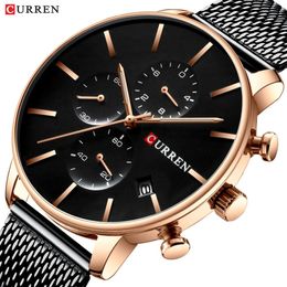 Mens Watches CURREN Fashion Quartz Wristwatch for Men Classic Chronograph Clock Casual Sport Watch Waterproof Relogio Homem253v