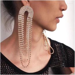 Dangle Chandelier Earrings 2024 Fashion Shiny Crystal Round Long Tassel Rhinestone Pendant Are Suitable For Womens Jewellery Drop Delive Otmoz