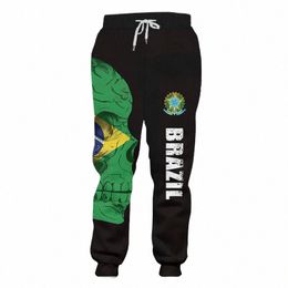 Мужские брюки с пряжкой на ногах, 3D-принт, эластичный шнурок, дизайн с передним карманом, флаг Бразилии, брюки с национальной эмблемой, графический комфорт, мягкие B25L #