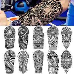 100Pcs Wholesales Waterproof Temporary Tattoos Sticker Man Bohemian Wolf Totem Arabic Script Body Arm Art Fake Women Tatoos 240311