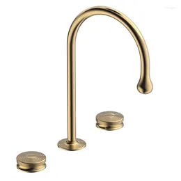 Bathroom Sink Faucets Original Design Top Quality Brass Copper Faucet Three Holes Two Handle Cold Basin Mixer Artistic