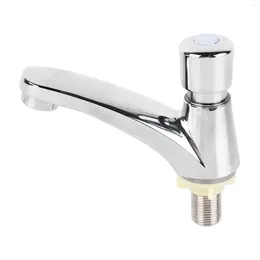 Bathroom Sink Faucets Taps Single Cold Time Delay Faucet Water Saving Easy To Install Rustproof Durable For Home Kitchen