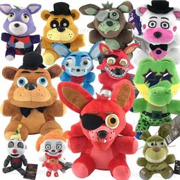 Plush Dolls 18cm FNAF Plush Toy Kawaii Freddys Animal Fox Bonnie Bear Ribbon Stuffed Plush Toy Inventory Plush Birthday Gift AAA T240325