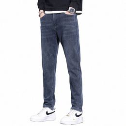 unvanqu 2024 Spring New Men's Busin Casual Work Jeans Stretch Slim Straight Denim Pants Korean Versi Fi Trousers Male m3q1#