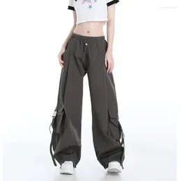 Women's Pants American Retro Workwear Wide-leg For Women 2024 High Street Design Pockets Loose And Versatile Casual Leggings