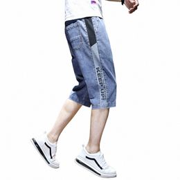 2023 Summer Wide Leg Hip-Hop Jeans Shorts Male Skateboard Baggy Men Capri Denim Pants pantales cortos men clothing c96T#