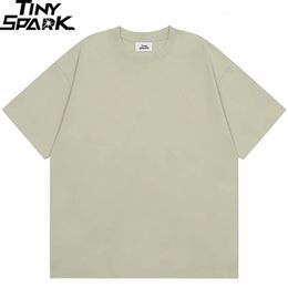 Summer 2024 Men Plain T-Shirt Streetwear 100 Cotton T Shirt Solid Color Harajuku Casual Tshirt Loose Short Sleeve Tops Tee Black 240311