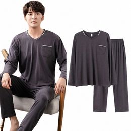 Pyjamas for Men Cott Plus Size Sleepwear Lg Sleeved Pullover Sporty Homewear Leisure Korean Big Size Pjs Male Home Clothing p0xO#