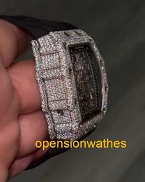 Richardmills Swiss Luxury Watches Brand Wristwatches 17 Carat's Vvs1 White Moissanite Diamond Round Cut Automatic Luxury Men's Watch HBAL