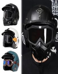 Motorcycle Helmets Retro Helmet Cruise Locomotive Half Men And Women Leather Electric Four Seasons3892406