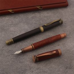 1pc Brass Fountain Pen Black Red Wood Signature Pen School Student Office Stationery Writing Gift Ink Pens 240307