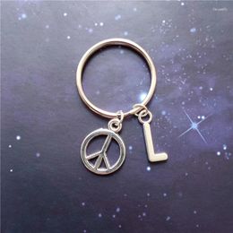 Keychains Peace Keychain Cute Gifts Keyring Initial Sign Metal Key Chain