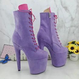Dance Shoes LAIJIANJINXIA 20CM/8Inch Suede Upper Women's Platform Party High Heels Modern Ankle Boots Pole 079