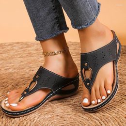 Slippers Wedges Women Clip Toe Shoes Dress Casual Summer Cosy Sandals 2024 Beach Fashion Designer Flip Flops Femme Slides