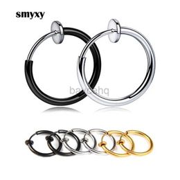 Hoop Huggie 1 pair of punk mens/womens invisible clip earrings without holes clip earrings cuffs spring clip spiral ring hoop fake earring hoop 240326