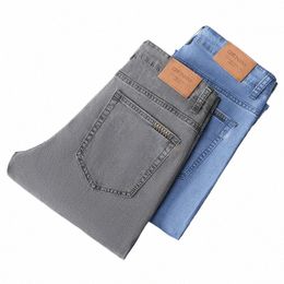 loose Jeans for Men's Busin High Waisted Stretch Regular Casual Classic Denim Trousers Male Black Blue Gray Pants t3uD#