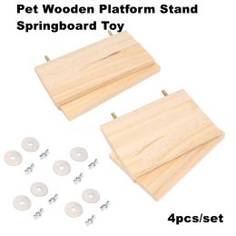 Toys 4Pcs/Lot Pet Wooden Platform Stand Active Rectangular Springboard Toy for Chinchilla, Hamster, Parrot, Gerbil,Small Animals